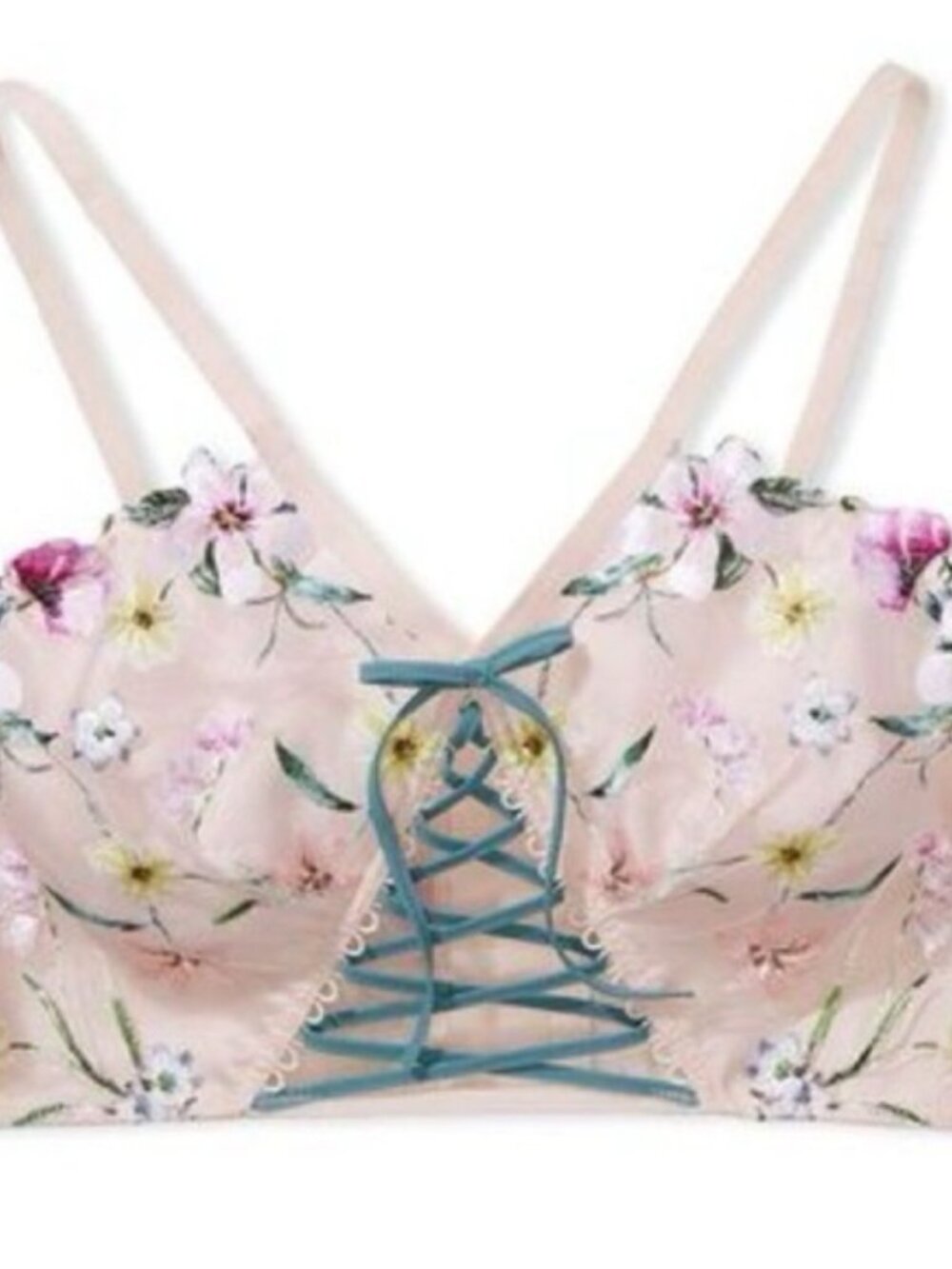 Victoria's Secret Pink Floral Lace-Up Bralette